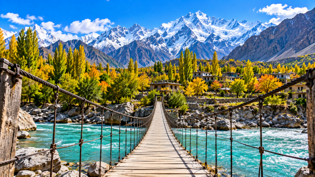 Suspension bridge image, tour in Gilgit Baltistan Pakistan